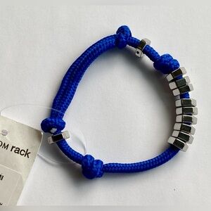 NWT Nordstrom Rack Cobalt Blue Cord Bracelet with Silver-Tone Beads